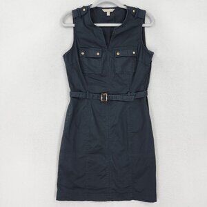 Banana Republic Dress Womens 10 Washed Black Belted Utility Sheath Sleeveless